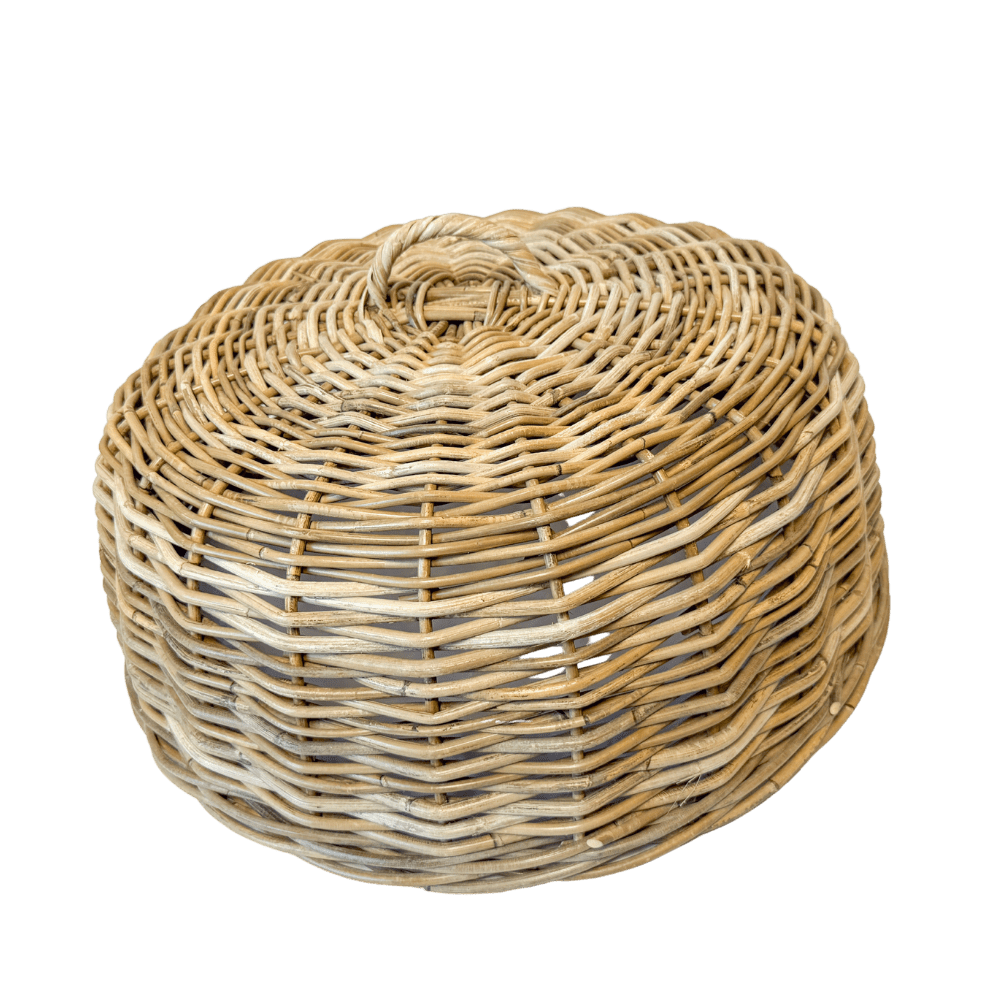 Basketly Small 16" D Rattan Cloche Dome Food Cover, Various Sizes
