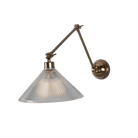 Mullan Lighting Lighting Antique Brass Rebell Prismatic Glass Adjustable Arm Wall Sconce