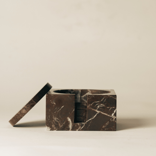 Poured New York SHOP Red Marble Coaster Set