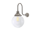 Mullan Lighting Lighting 7.75" Dia / Antique Silver Riad Clear Glass Globe Swan Neck Wall Sconce