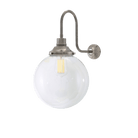 Mullan Lighting Lighting 9.75" Dia / Antique Silver Riad Clear Glass Globe Swan Neck Wall Sconce