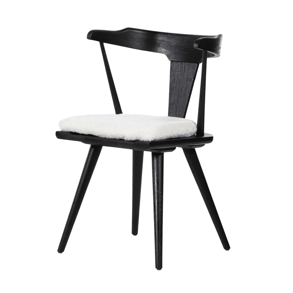 Four Hands Furniture Black Oak / Cream Shorn Sheepskin Ripley Dining Chair