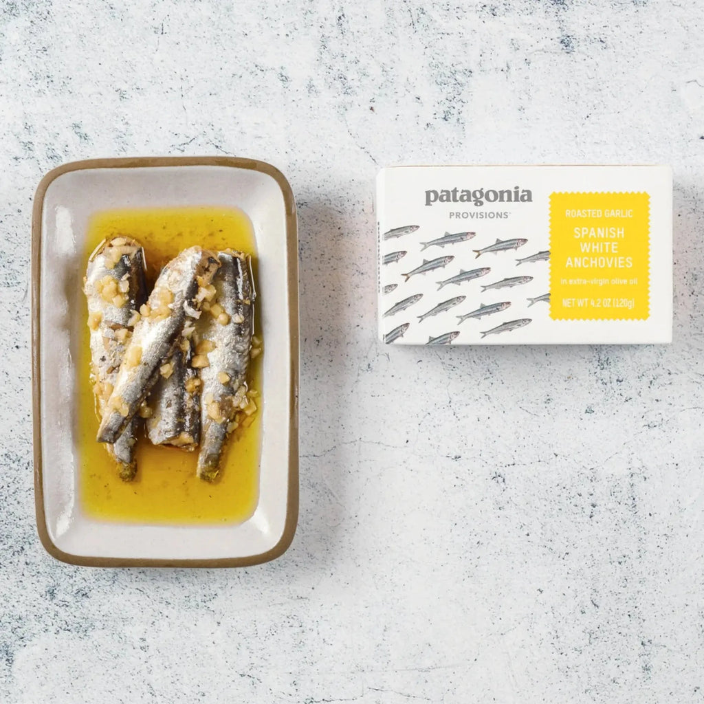 Patagonia Provisions Food Roasted Garlic White Anchovies, Tinned Fish
