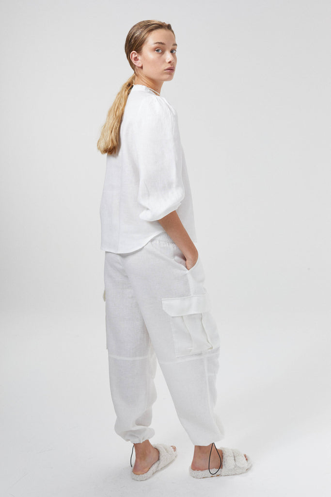 Lanhtropy White / Large SALE Meknes Linen Shirt