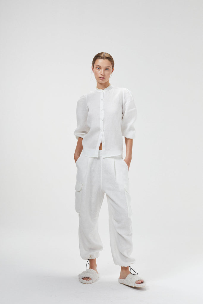 Lanhtropy White / Small SALE Meknes Linen Shirt