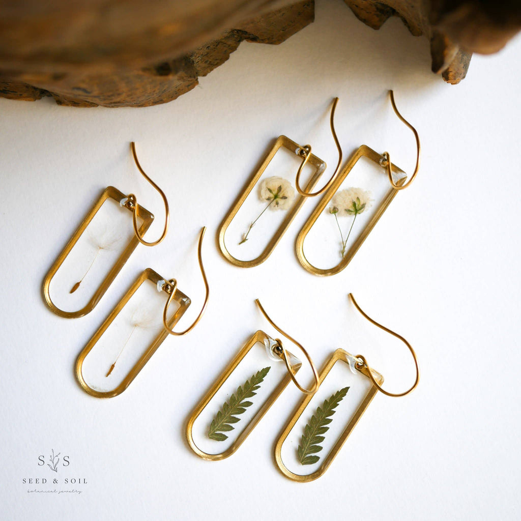 Seed & Soil Botanical Jewelry Baby’s Breath Seed & Soil Botanical Jewelry - Cathedral Earrings