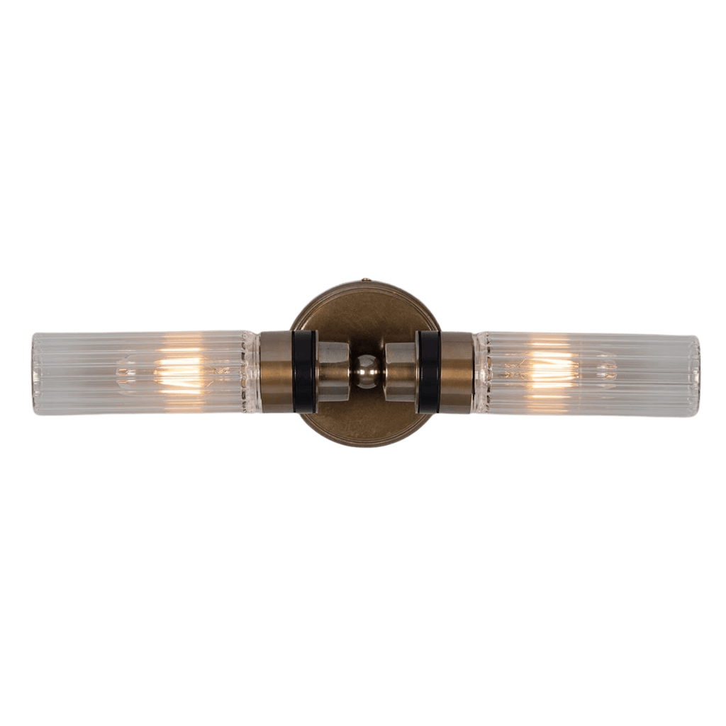 Mullan Lighting Lighting Antique Brass / Prismatic Severn Double Tube Glass Bathroom Wall Light
