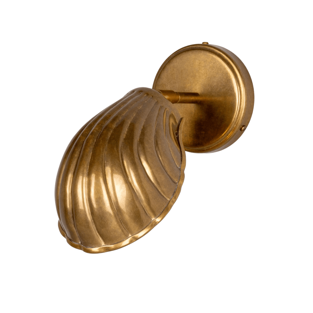 Mullan Lighting Lighting Antique Brass Shell Adjustable Brass Wall Sconce