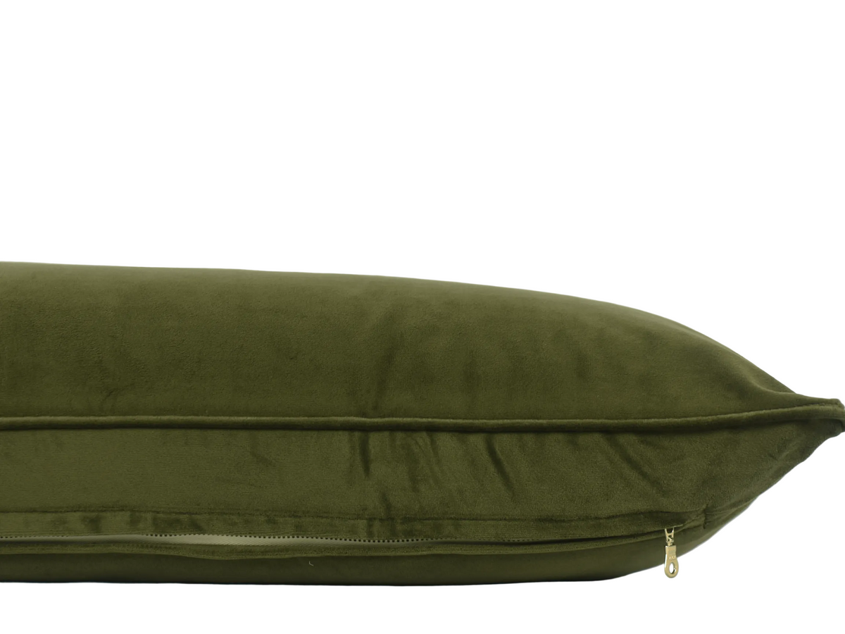 Xasmin Interiors LLC SHOP Sidra Green Velvet Pillow, 14" x 36"