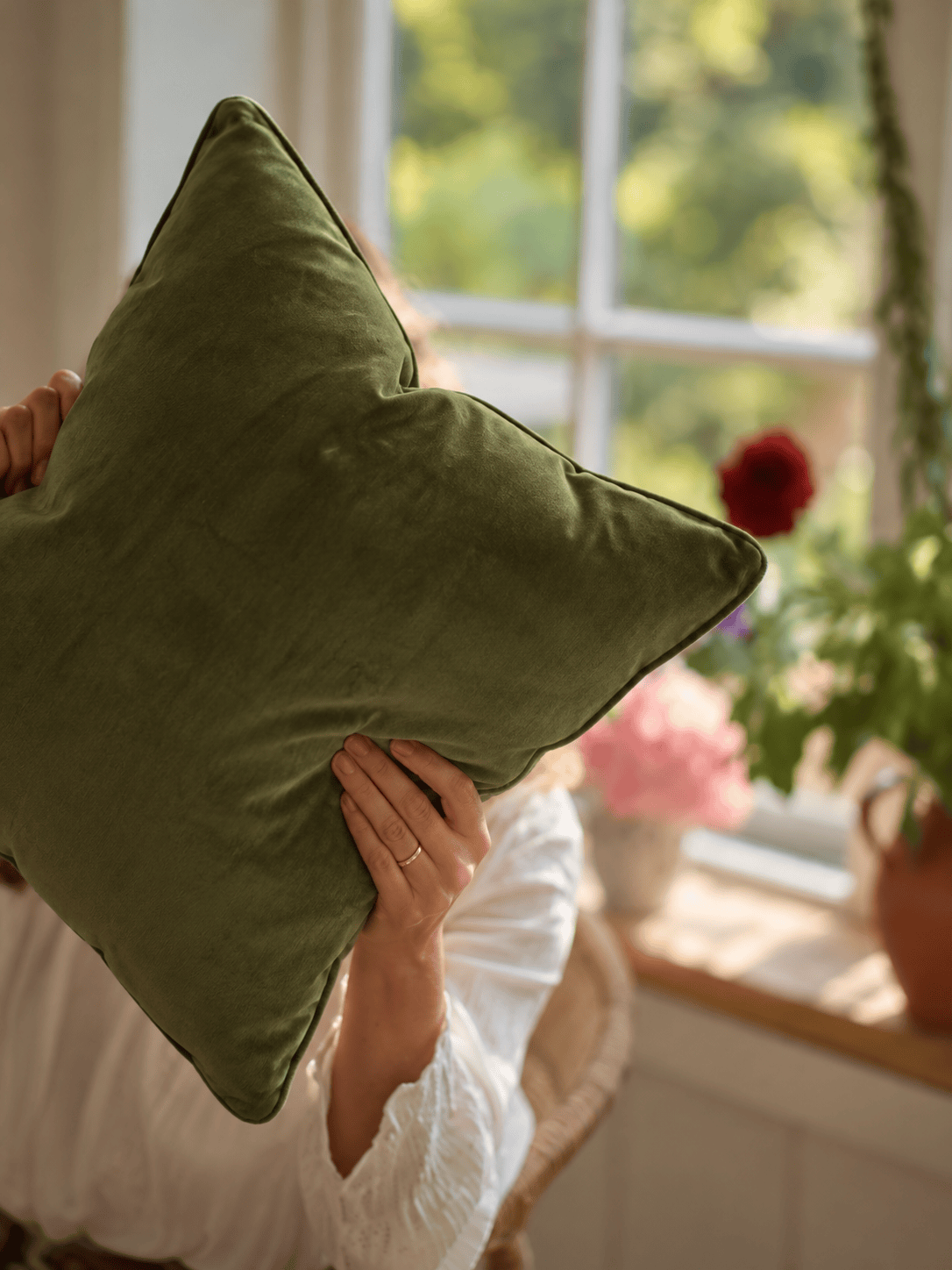 Xasmin Interiors LLC SHOP Sidra Green Velvet Pillow, 22" x 22"
