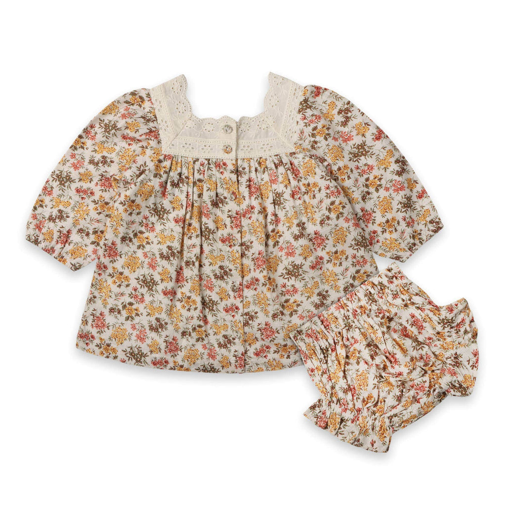 Viverano Organics Baby Clothing 12-18 Mo. Solana Flower Baby Dress & Bloomers