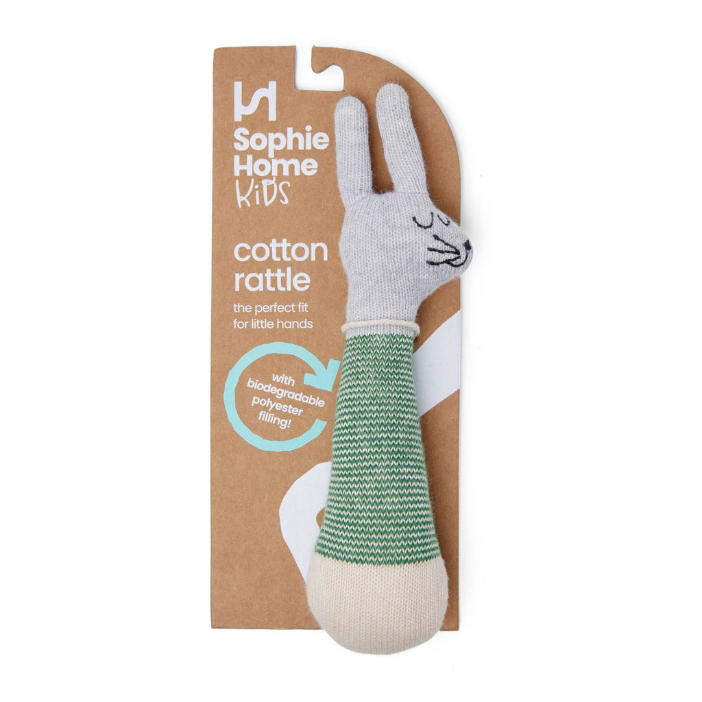 Sophie Home Ltd Sophie Home Ltd - Cotton Knit Baby Rattle Toy - Rabbit Green