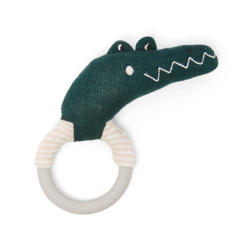 Sophie Home Ltd Sophie Home Ltd - Cotton Knit & Silicone Teether Rattle - Crocodile