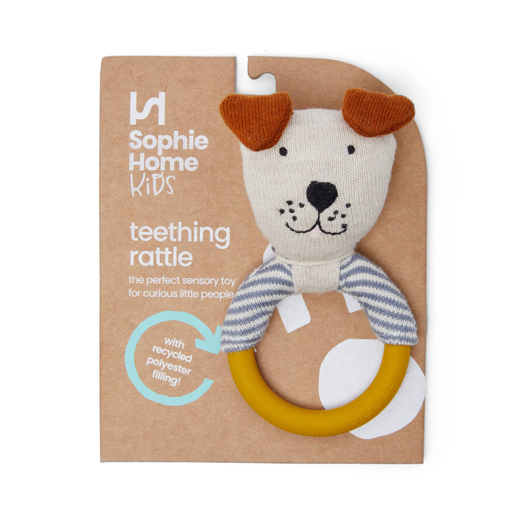 Sophie Home Ltd Sophie Home Ltd - Cotton Knit & Silicone Teether Rattle - Dog