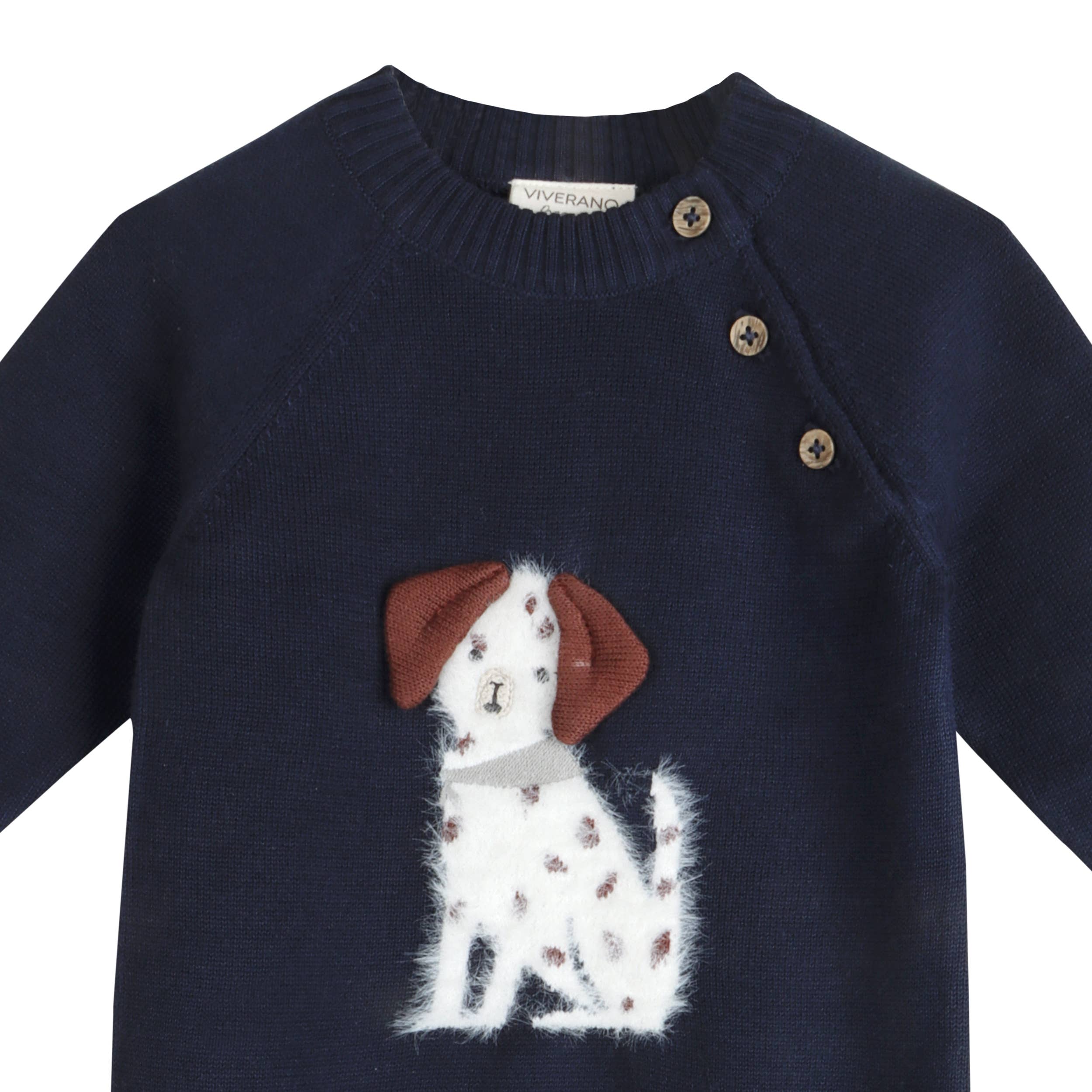 Viverano Organics SHOP Spotty Dog Knit Baby Jumpsuit
