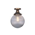 Mullan Lighting Lighting Antique Brass Stanley Prismatic Glass Globe Ceiling Light