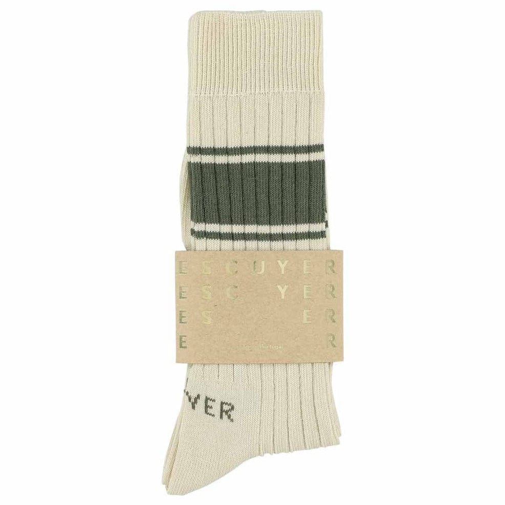 Escuyer Socks Stripe Logo Socks Ecru / Khaki