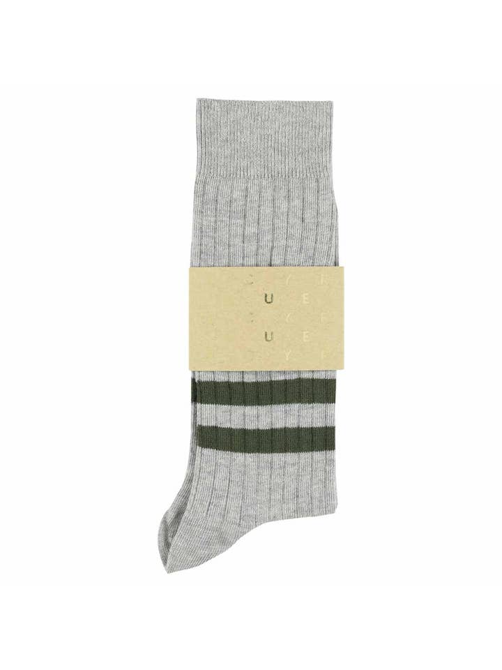 Escuyer Socks Stripe Socks, Ecru / Blue