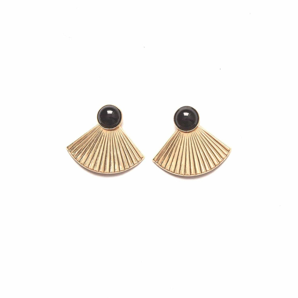 Michelle Starbuck Designs Jewelry Onyx Studs with Pleat Jackets