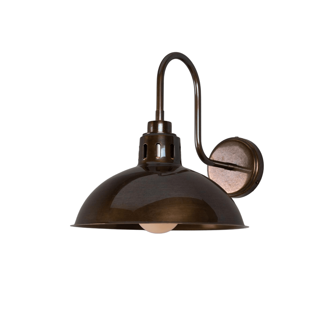 Mullan Lighting Lighting Antique Brass / Opal Talise Industrial Outdoor Swan Neck Wall Sconce