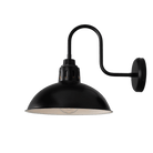 Mullan Lighting Lighting Powder-coated Matte Black (White Interior) / Clear Talise Industrial Outdoor Swan Neck Wall Sconce
