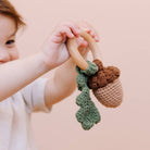 The Blueberry Hill Teether Acorn Cotton Rattle Baby Gift Spring Summer Fall