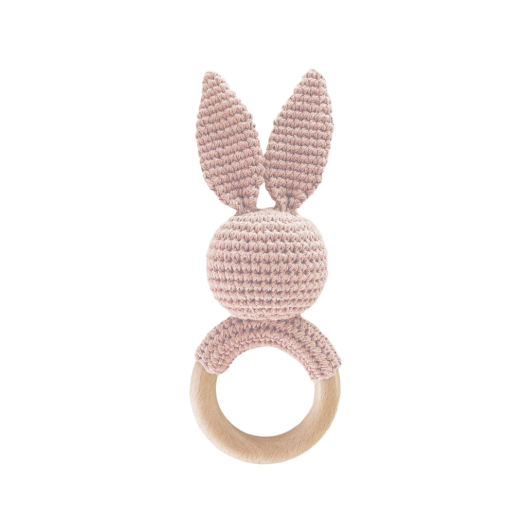 The Blueberry Hill Pink The Blueberry Hill - Teether Bunny Pink Rattle Spring Summer Baby Gift