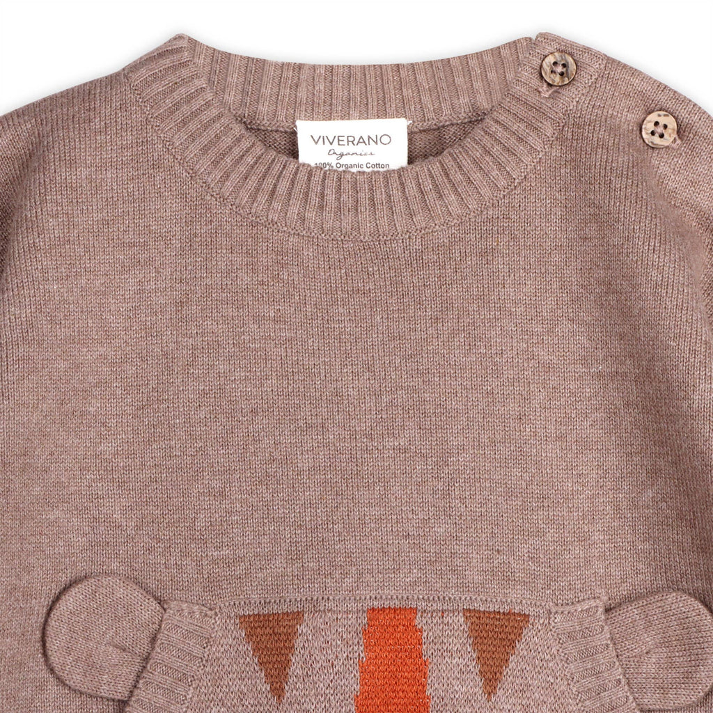 Viverano Organics Baby Clothing Tiger Knit Baby Pullover & Pant Set