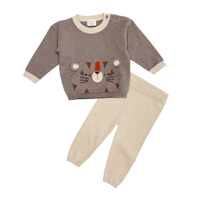 Viverano Organics Baby Clothing Tiger Knit Baby Pullover & Pant Set