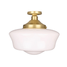 Mullan Lighting Lighting Satin Brass Traditional Schoolhouse Flush Ceiling Light