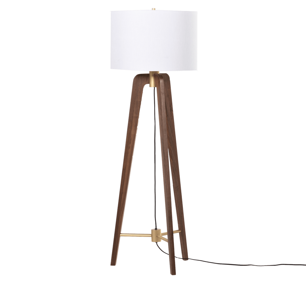 Four Hands Lighting Natural Walnut Tripod Floor Lamp