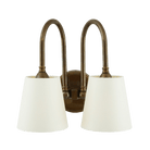 Mullan Lighting Lighting Antique Brass / Cream Uppsala Two-Arm Brass Wall Sconce with Fabric Shades
