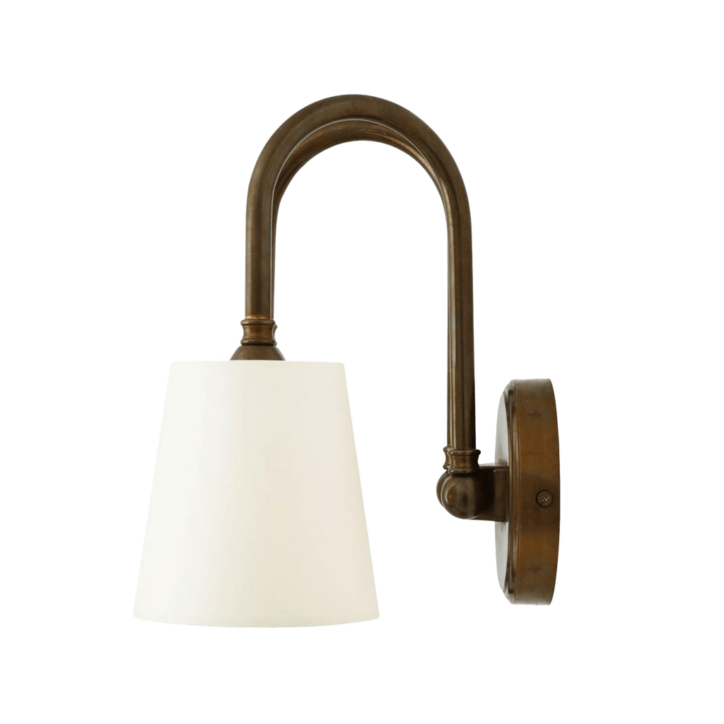 Mullan Lighting Lighting Uppsala Two-Arm Brass Wall Sconce with Fabric Shades