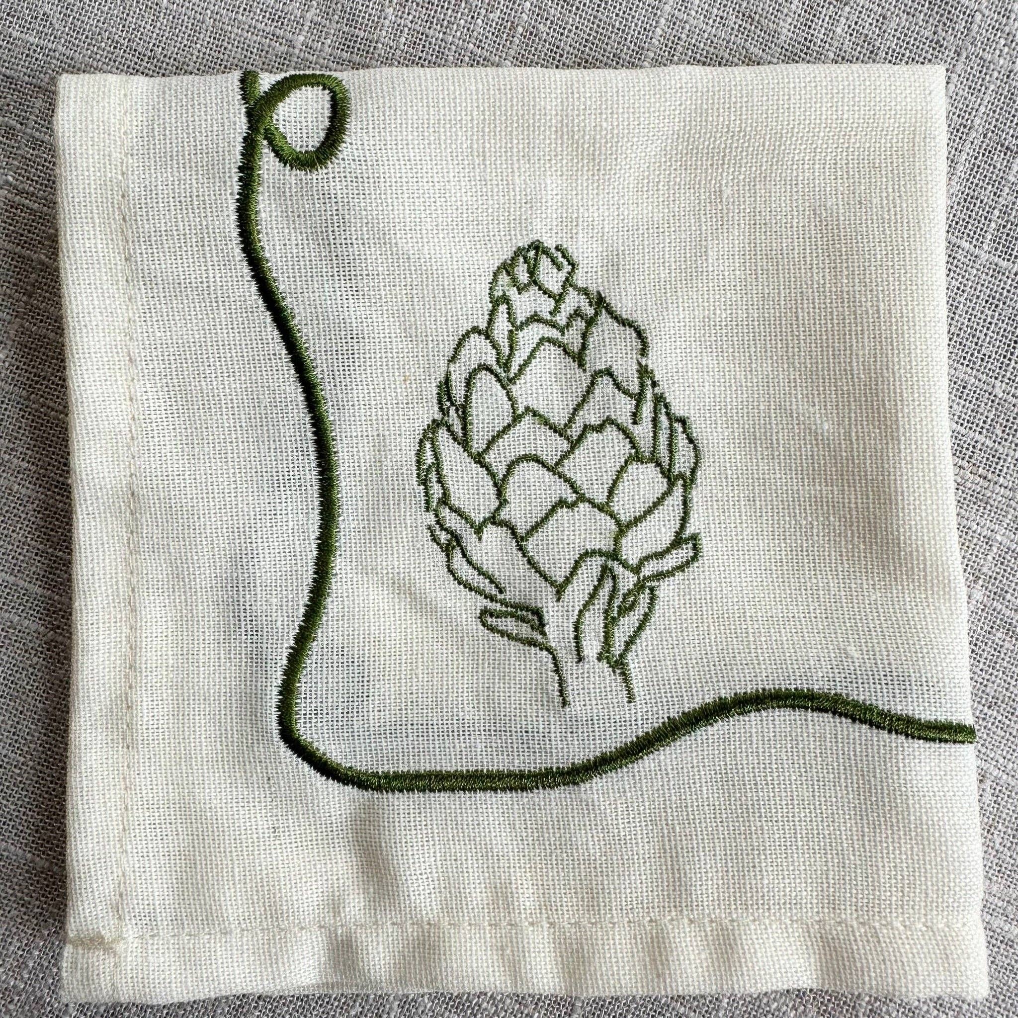 2DA Cloth Napkins Veggie Embroidered Cocktail Napkin Set