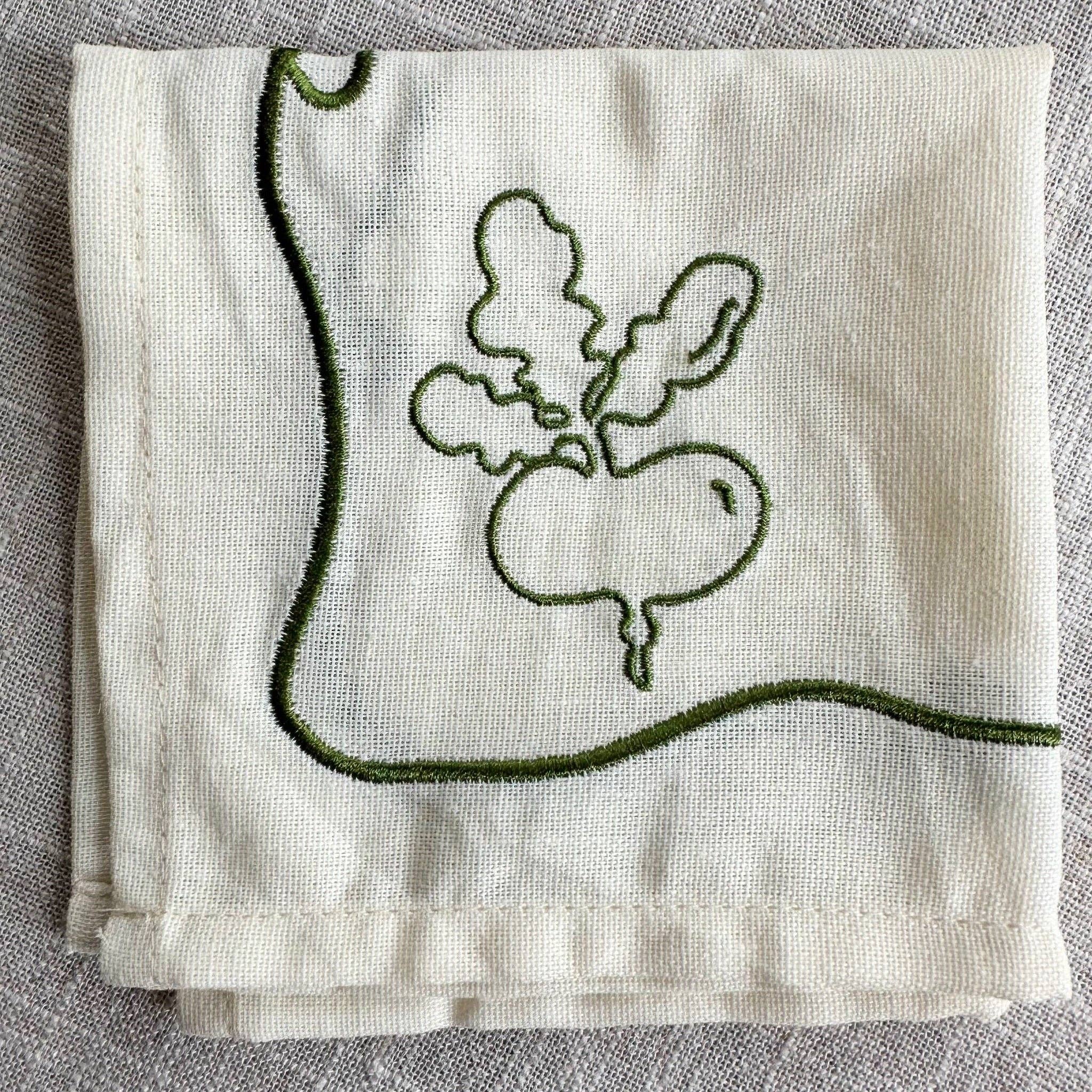 2DA Cloth Napkins Veggie Embroidered Cocktail Napkin Set