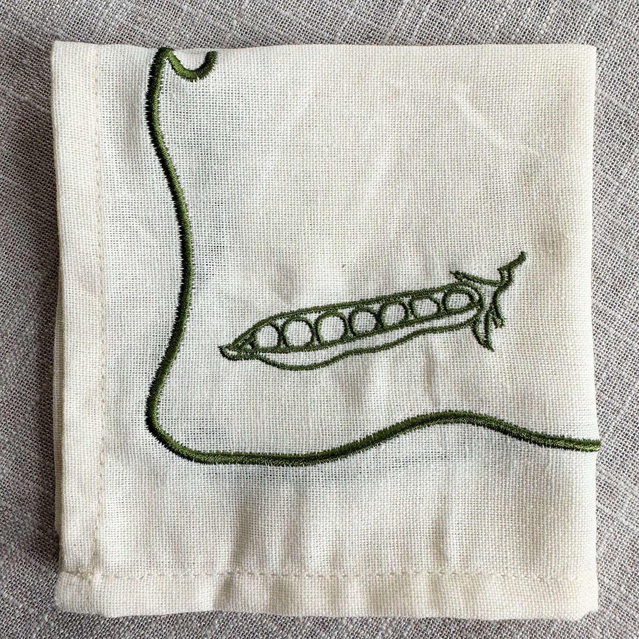 2DA Cloth Napkins Veggie Embroidered Cocktail Napkin Set