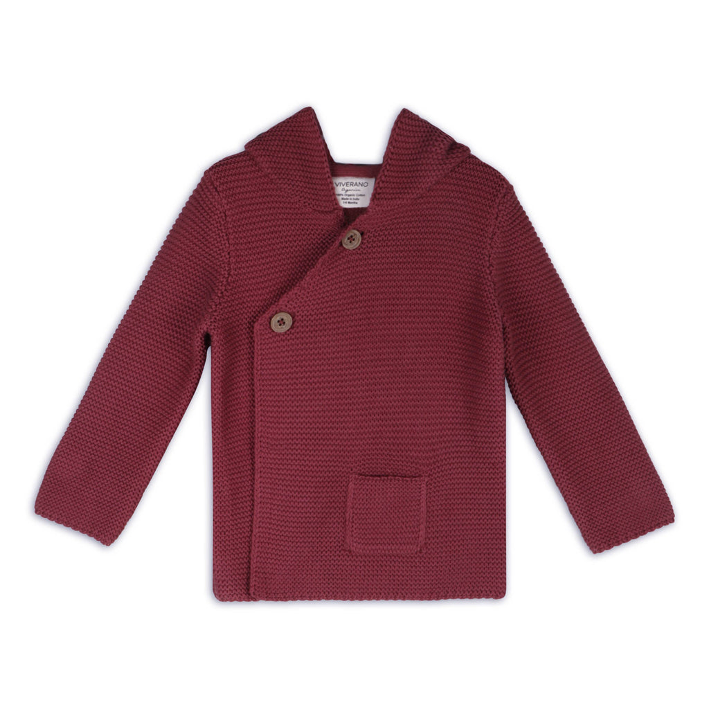 Viverano Organics Viverano Organics - Hooded Button & Pocket Sweater Knit Baby Jacket (Organic)