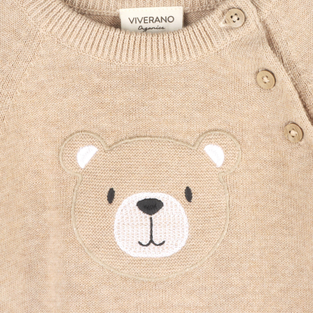 Viverano Organics Viverano Organics - Teddy Bear Applique Baby Raglan Pullover (Organic Cotton)