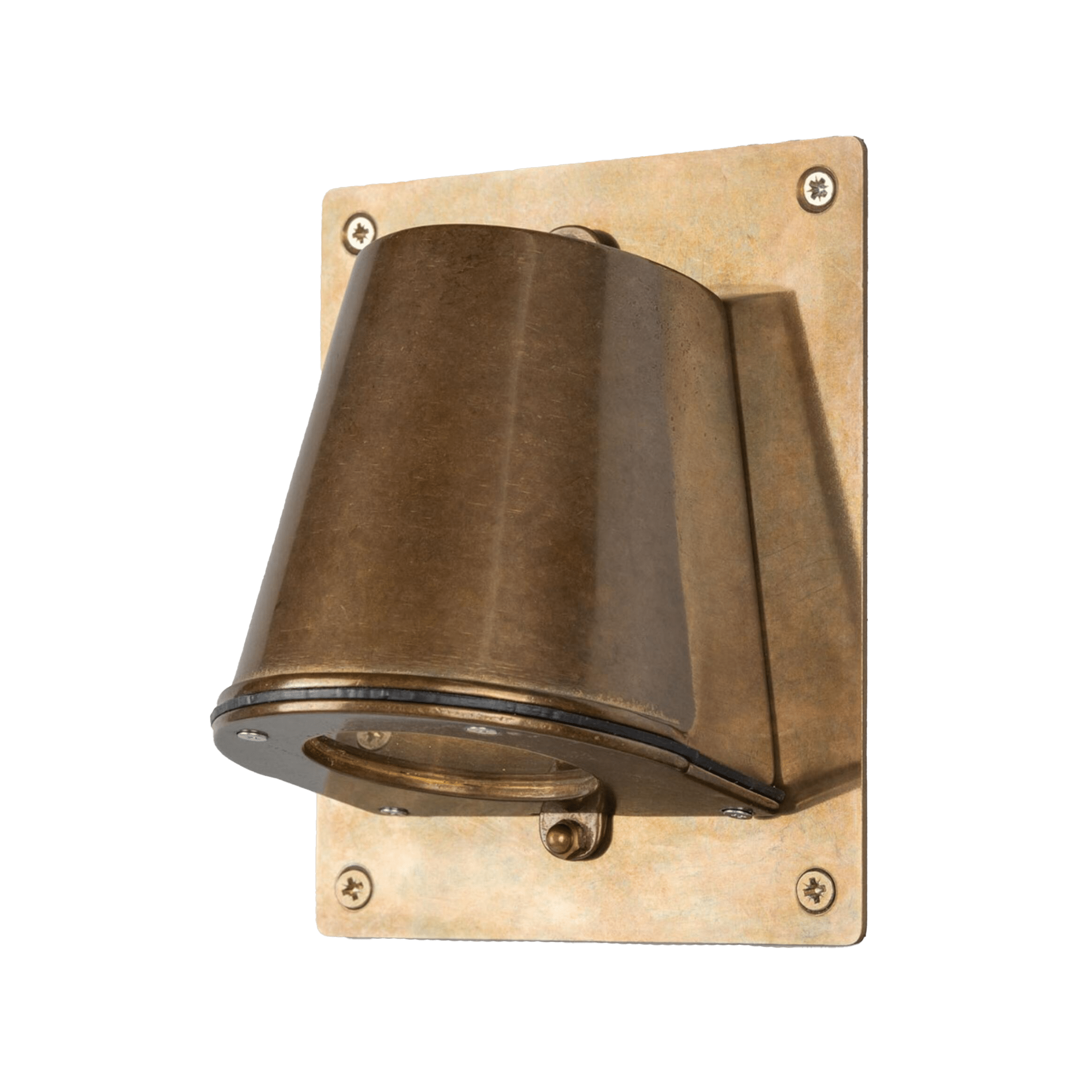 Mullan Lighting Lighting Antique Brass Wade Outdoor Brass Wall Spotlight with Back Plate