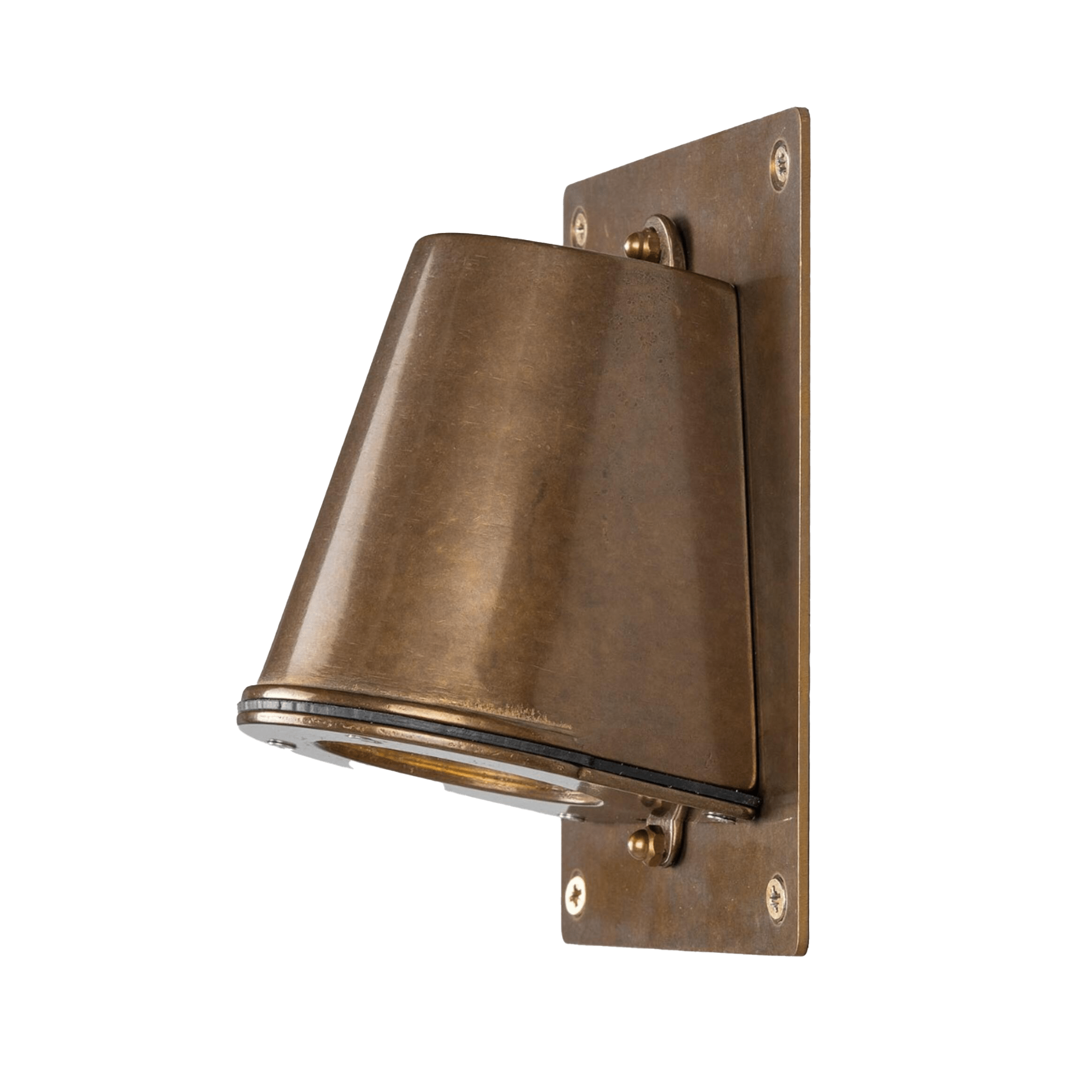 Mullan Lighting Lighting Wade Outdoor Brass Wall Spotlight with Back Plate