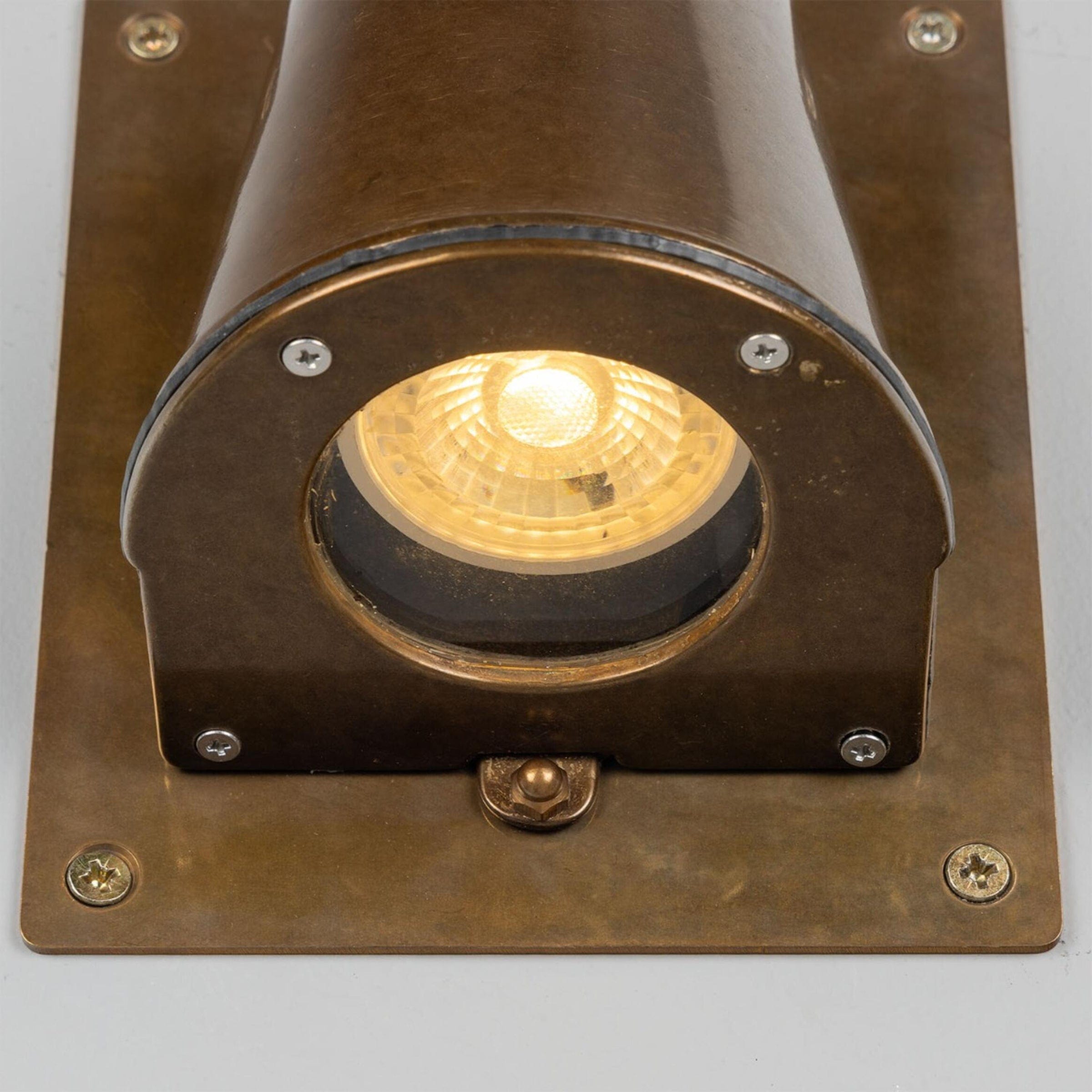 Mullan Lighting Lighting Wade Outdoor Brass Wall Spotlight with Back Plate