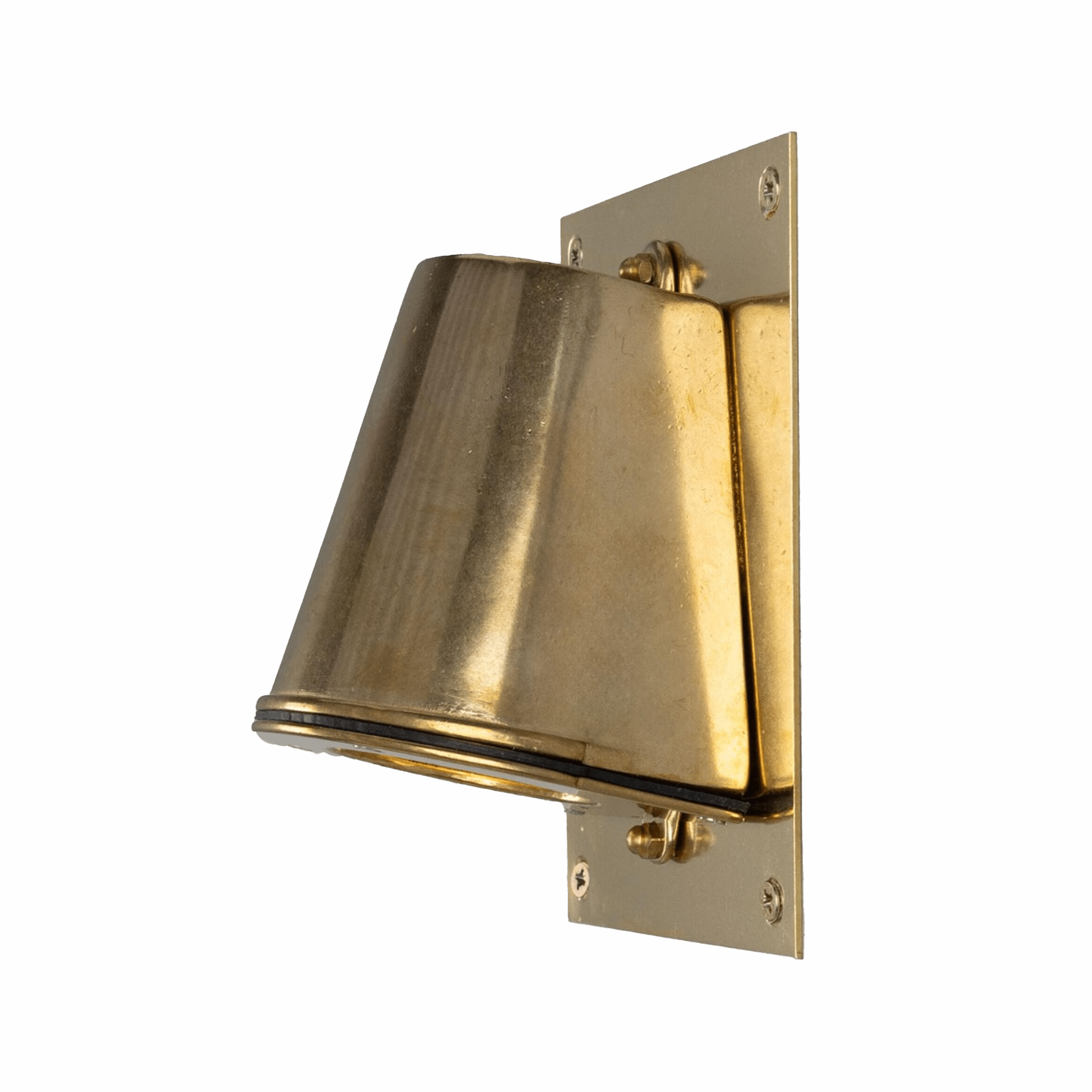 Mullan Lighting Lighting Wade Outdoor Brass Wall Spotlight with Back Plate