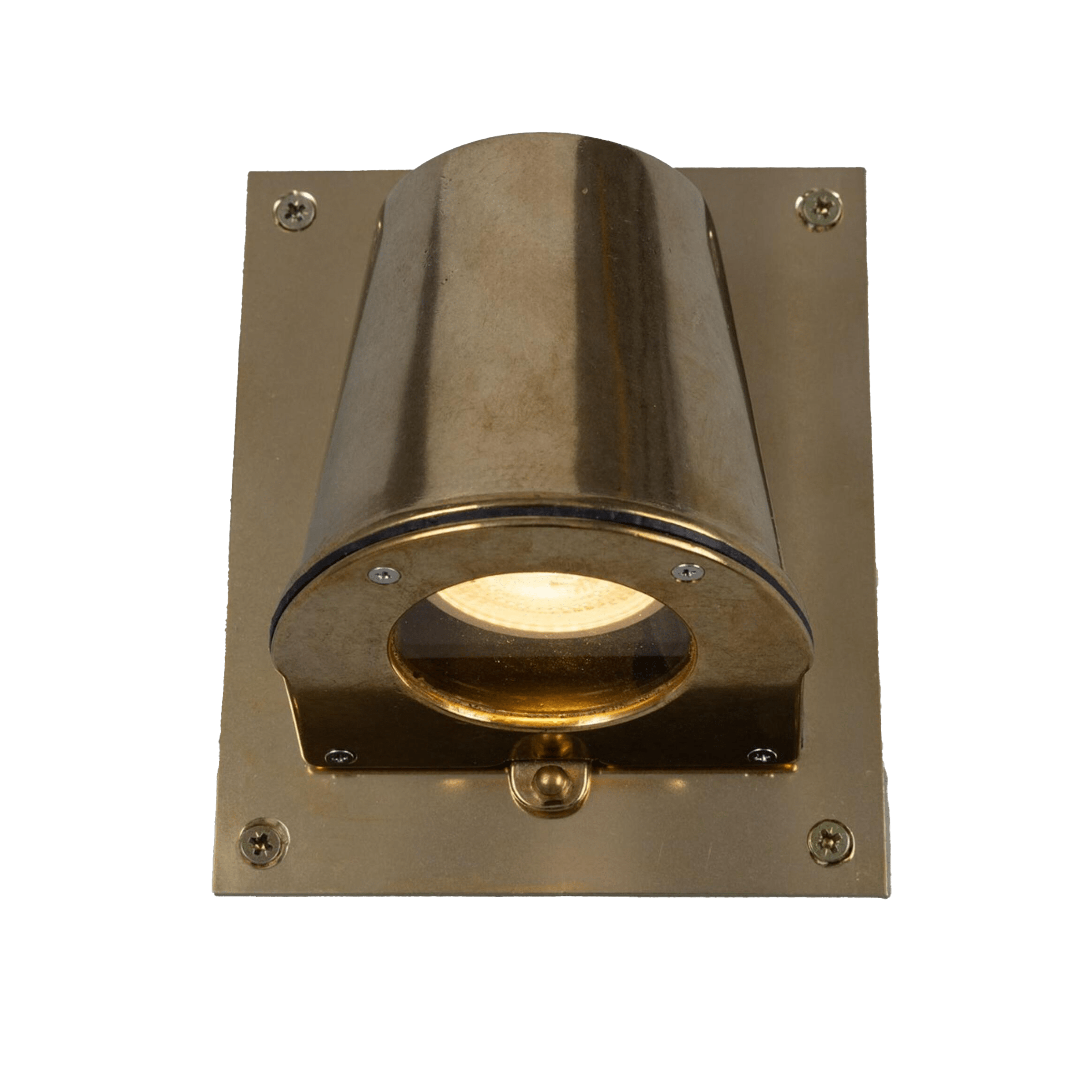 Mullan Lighting Lighting Wade Outdoor Brass Wall Spotlight with Back Plate