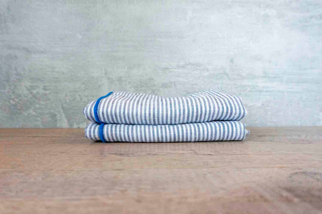West Coast Handmade West Coast Handmade - Curated 100% Linen Napkins - Blue Pin Stripe (Blue) (4)
