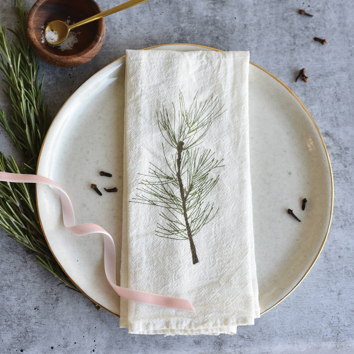 June & December Cloth Napkins White Pine + Fir Napkins / Set of 4