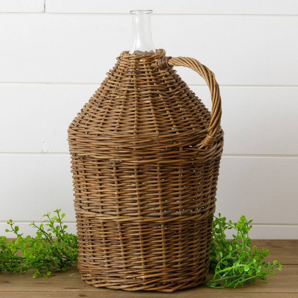 Audrey's Decor Wicker Demijohn With Handle
