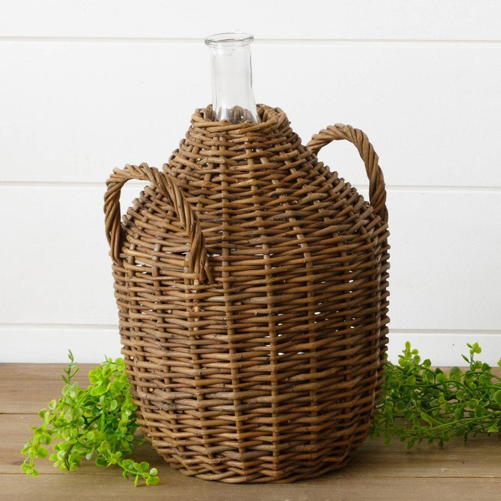 Audrey's Decor Wicker Demijohn With Handle