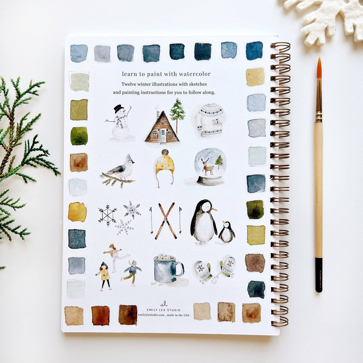 emily lex studio Stationery Winter Watercolor Workbook