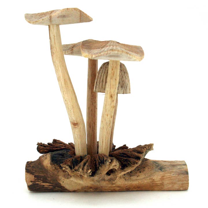 Modern Eastern by Contrast Inc. Decor Petite Wood Mushroom Sculpture, Flat Top (Copy)