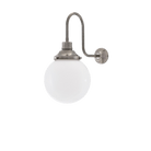 Mullan Lighting Lighting 7.75" Dia / Antique Silver Yerevan Opal Glass Globe Swan Neck Wall Sconce
